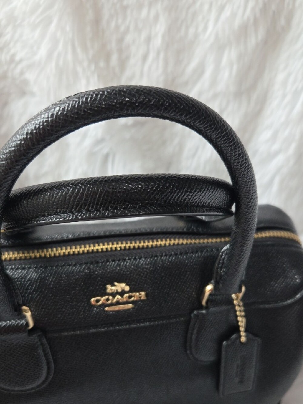 Coach Black Leather Mini Rowan with Gold-Tone Accents - Picture 4 of 9
